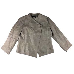 Nic + Zoe Linen Blend Tweed Cropped Blazer w/Gold Threads, Size 10